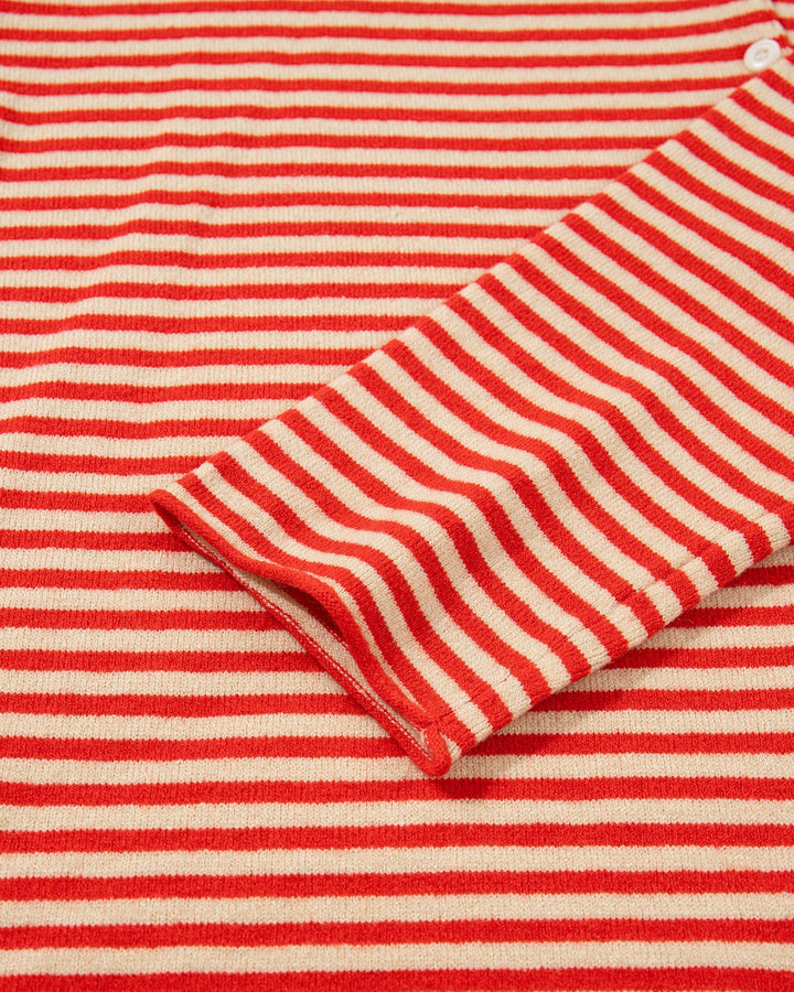 Amelia Red Stripe Cardigan | Collared Button Knit