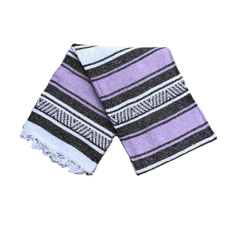 Purple and Black Mexican Falsa Blanket - Recycled Material