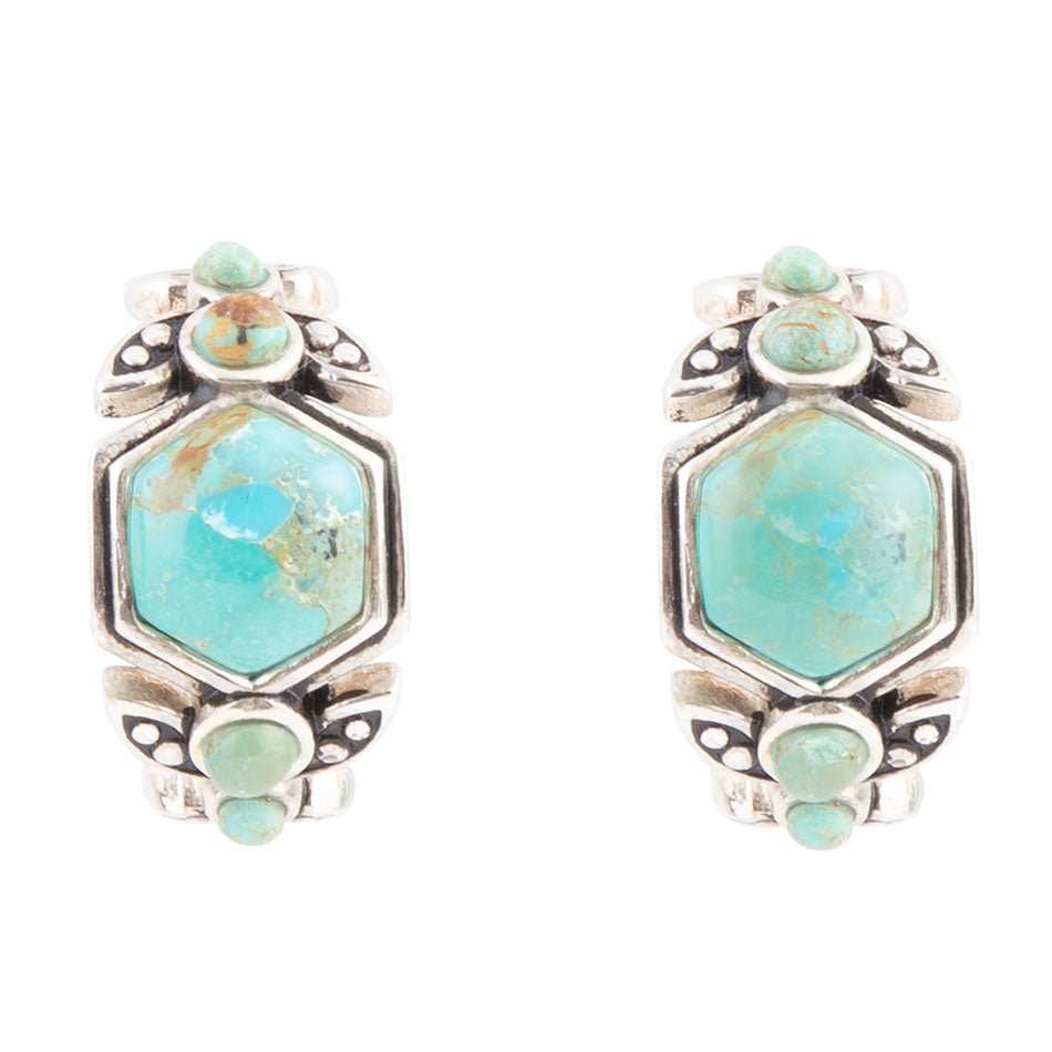 Emile Blue Turquoise Sterling Silver Hoop Earrings