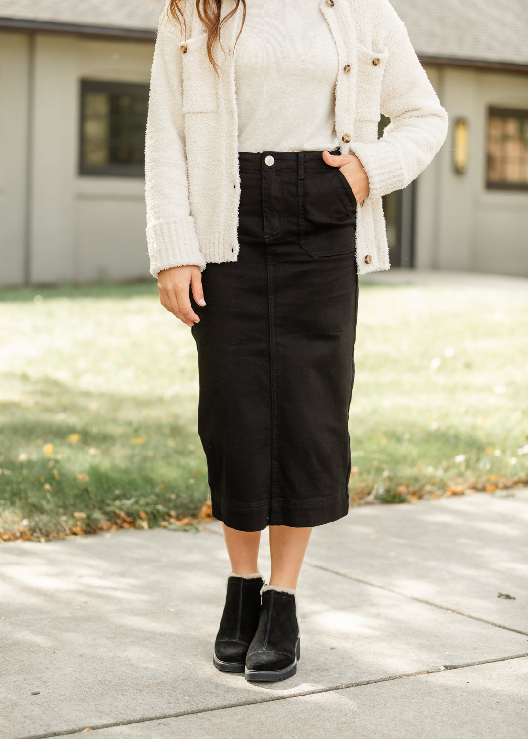Erica Cotton Twill Midi Skirt