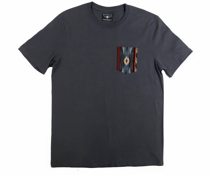 Southwest Stripe Print - Gray Pocket T-shirt - Made in USA