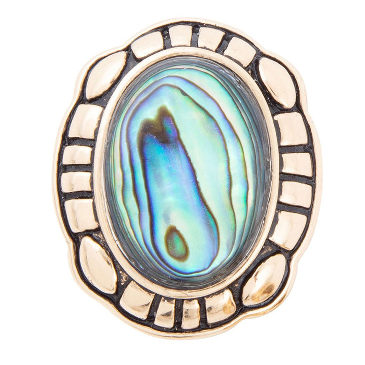 Green Abalone Golden Statement Ring