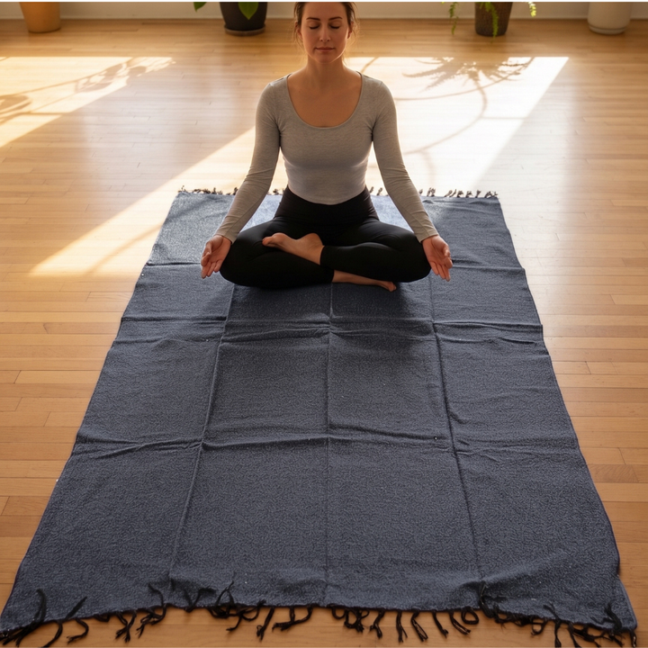 Solid Charcoal Mexican Blanket