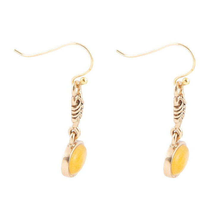 Harmony Orange Quartz Golden Drop Earrings