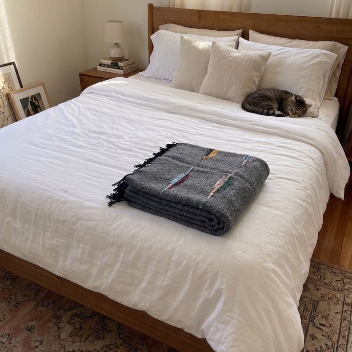 Wool Thunderbird Mexican Blanket - Charcoal