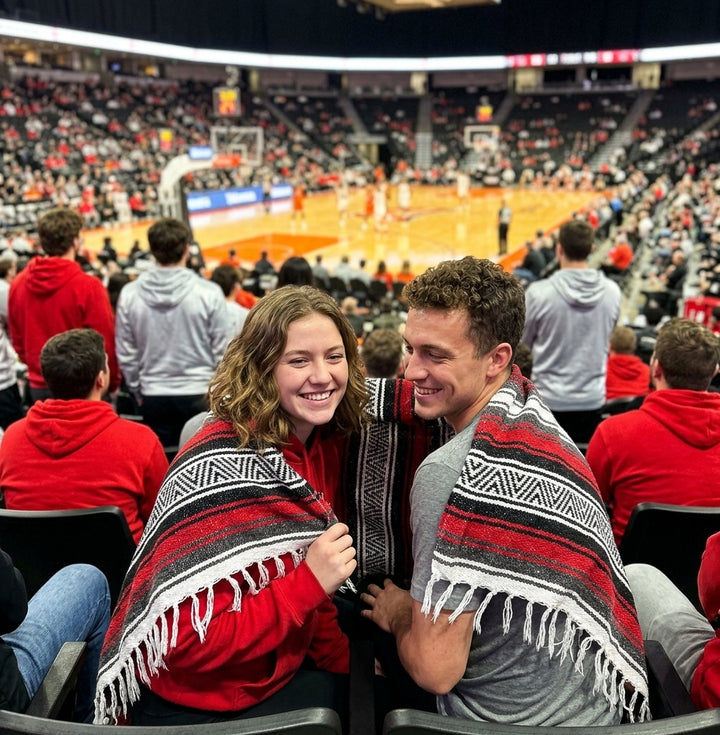 Houston Basketball Throw Blanket | Red & Silver Mexican Stadium Blanket