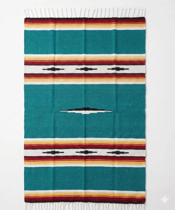 Teal Sunset Baja Diamond Yoga Blanket
