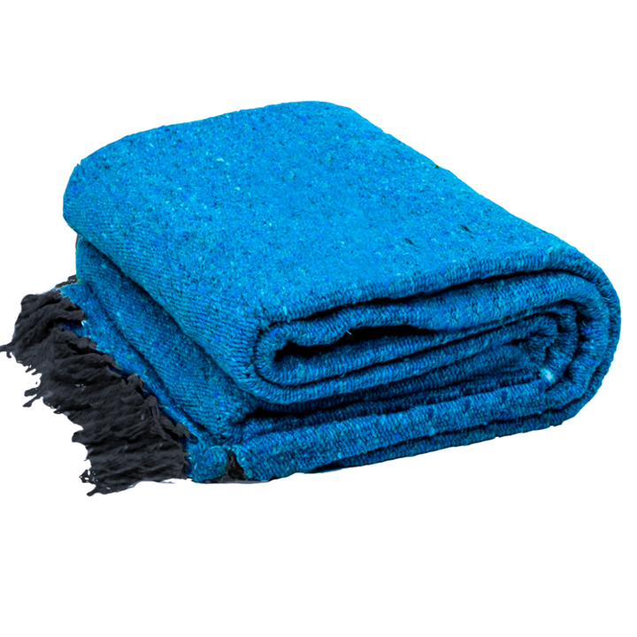 Solid Aqua Blue Mexican Blanket
