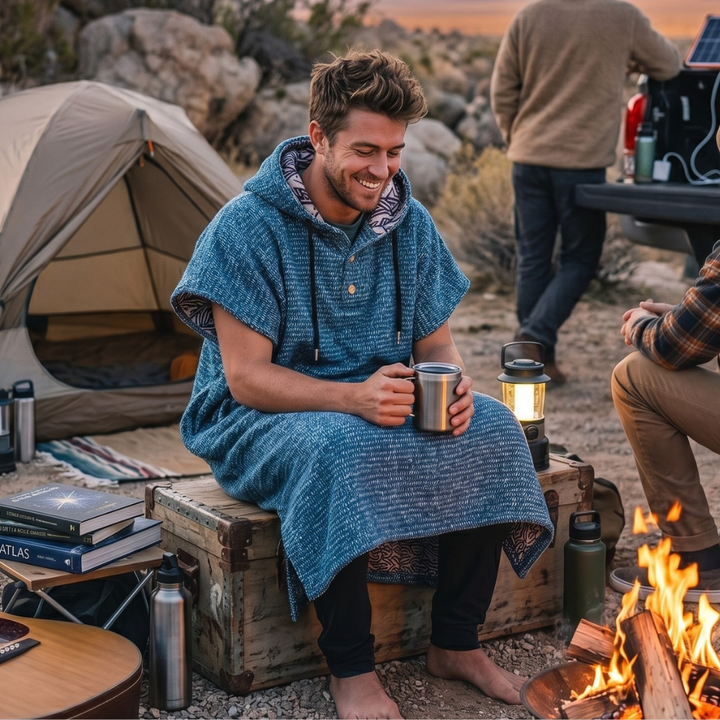 Blanket Hoodie | Indigo Surf Poncho | 100% Cotton Wearable Blanket Robe | As Seen on Netflix's Beef Season 2