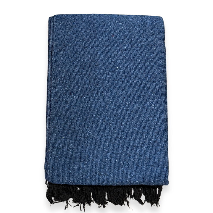 Solid Dark Blue Mexican Blanket