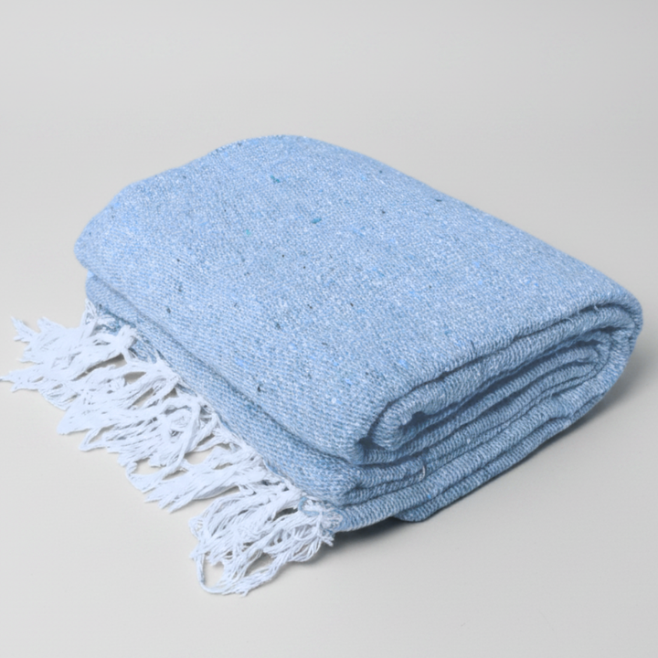 Solid Blue Mexican Blanket