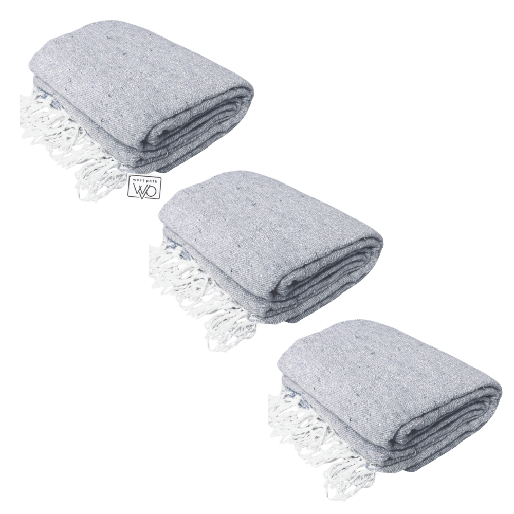 Solid Grey Mexican Blanket | BULK SAVINGS