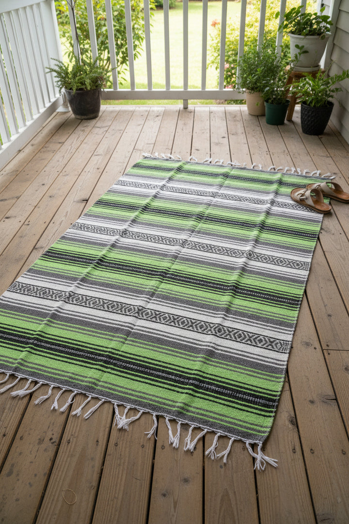 Bright Green Mexican Falsa Blanket