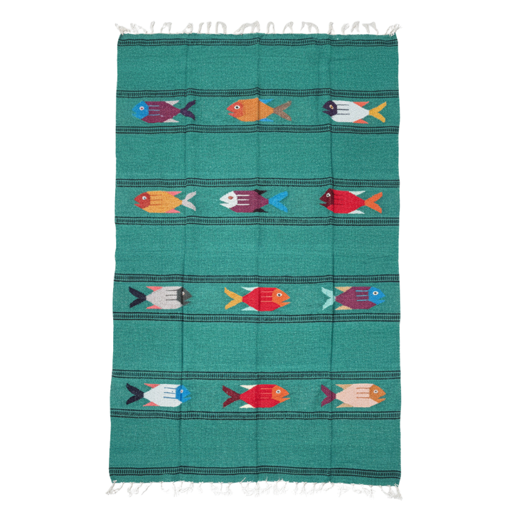 Midnight Teal Baja Fish Yoga Blanket