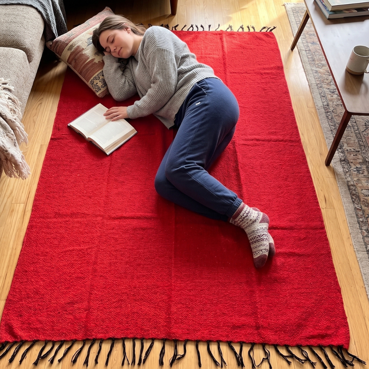 Solid Red Mexican Blanket
