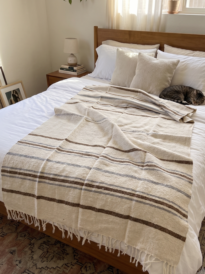 La Calma Striped Mexican blanket