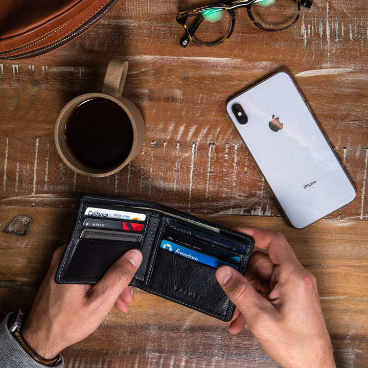 Large Billfold Wallet with RFID protection - Black