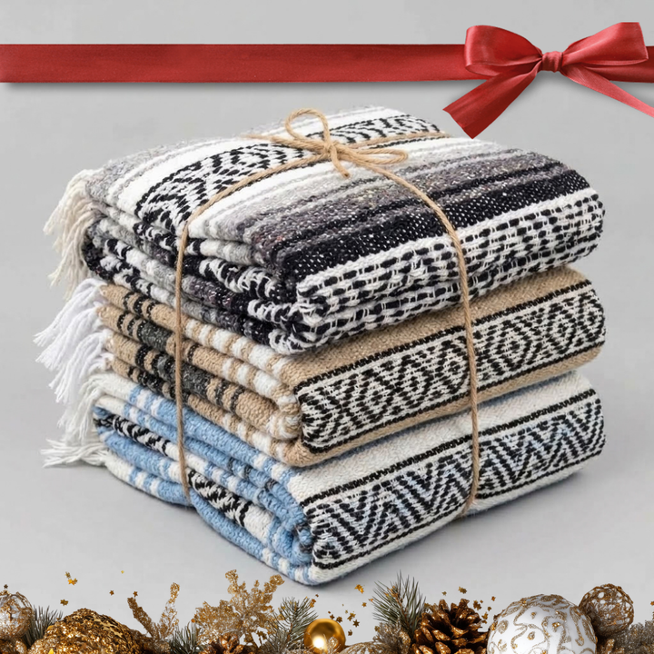 Holiday Gift Set | 3x Mexican Blankets Natural Falsa