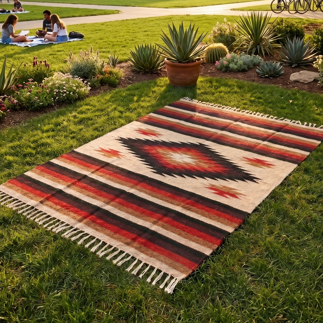 Tan Mexican Diamond Yoga Blanket