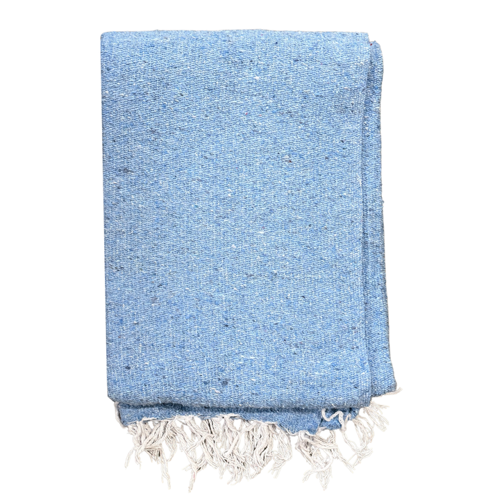 Solid Blue Mexican Blanket