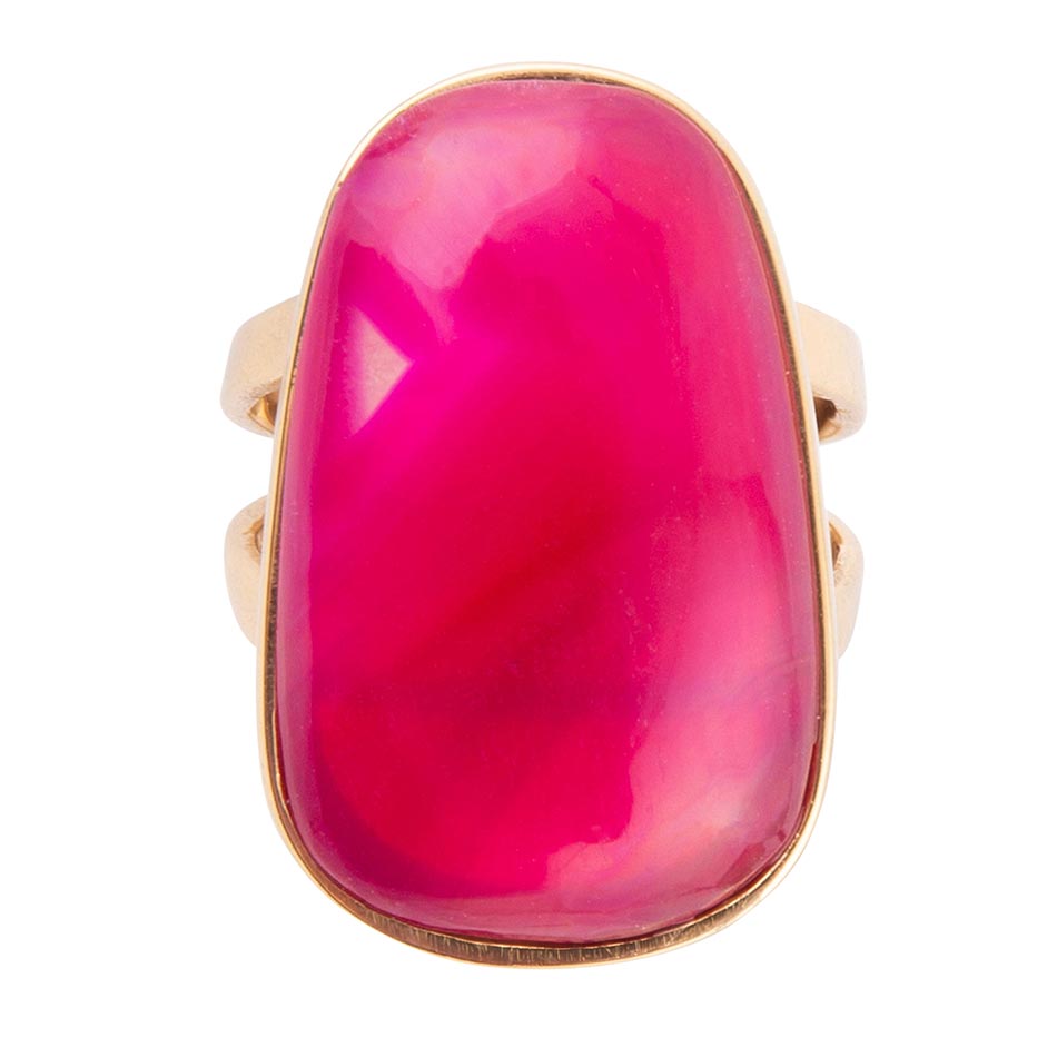 Madeleine Pink Agate Golden Ring