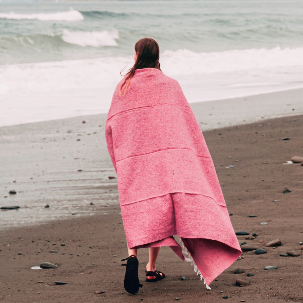 Solid Pink Mexican Blanket
