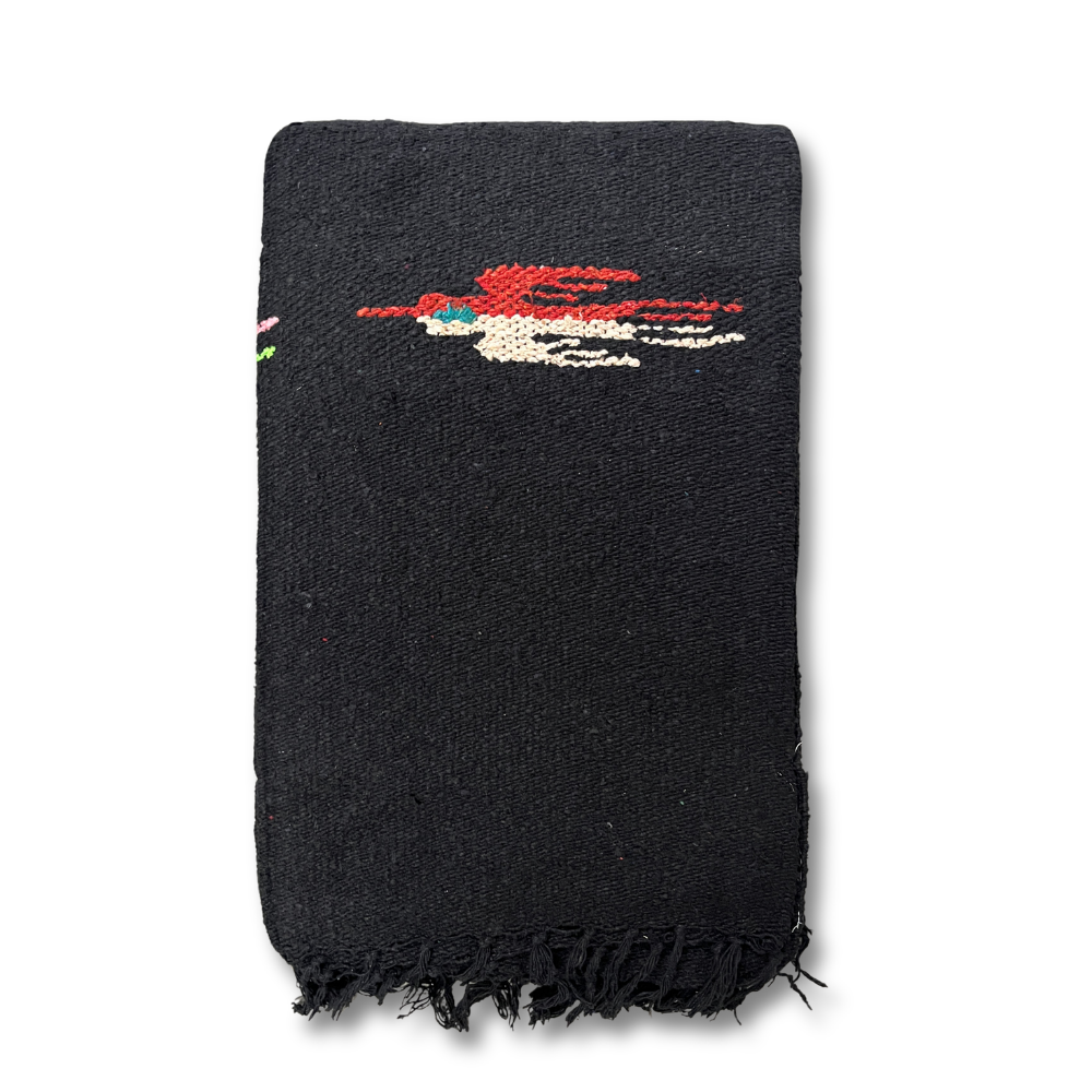 Wool Thunderbird Mexican Blanket - Black