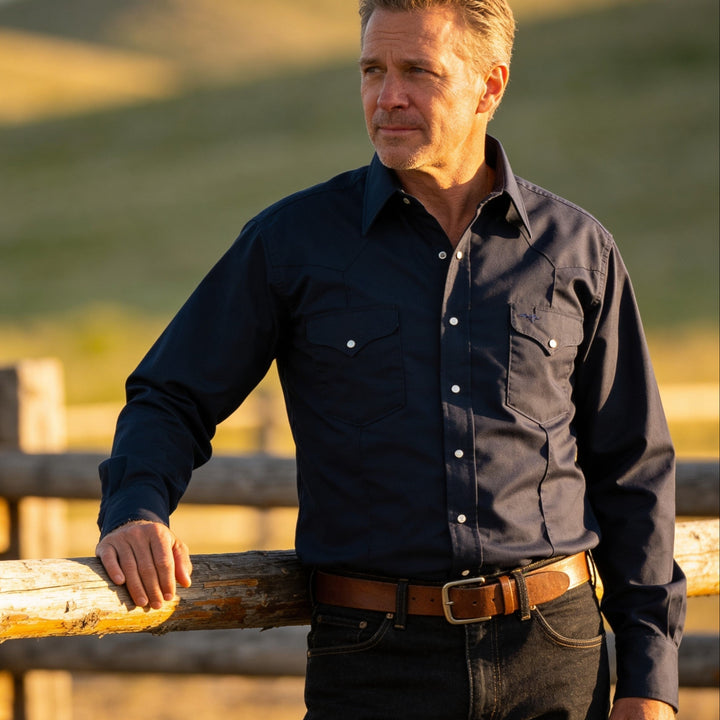 Professional Navy Blue - Long Sleeve - Snaps