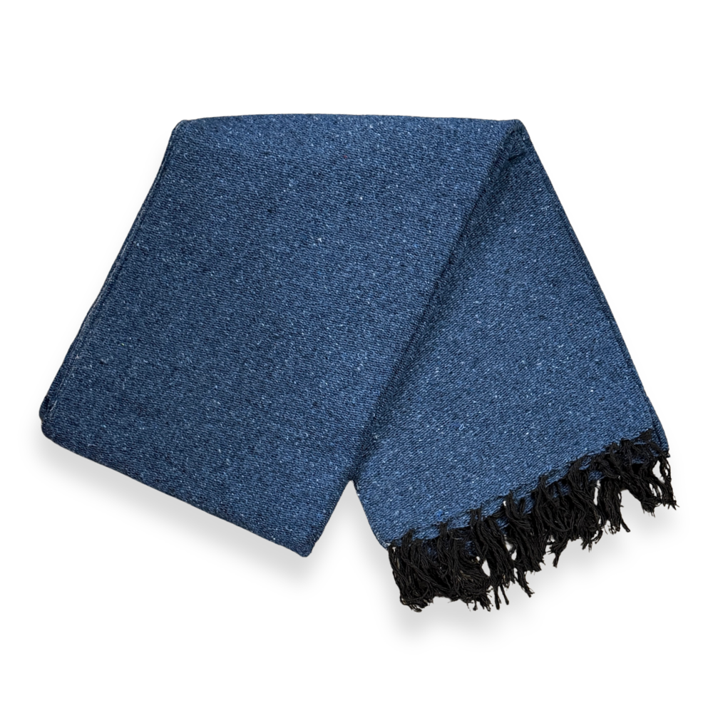 Solid Dark Blue Mexican Blanket