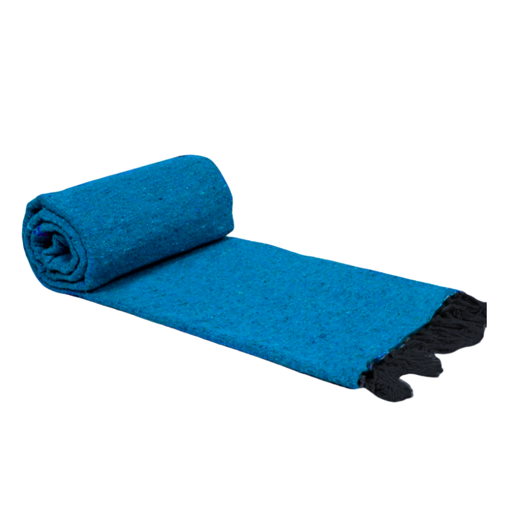 Solid Aqua Blue Mexican Blanket