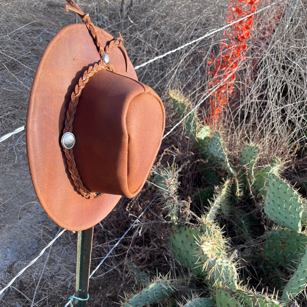 Full Brim Leather Hat | Ranch Style Hat