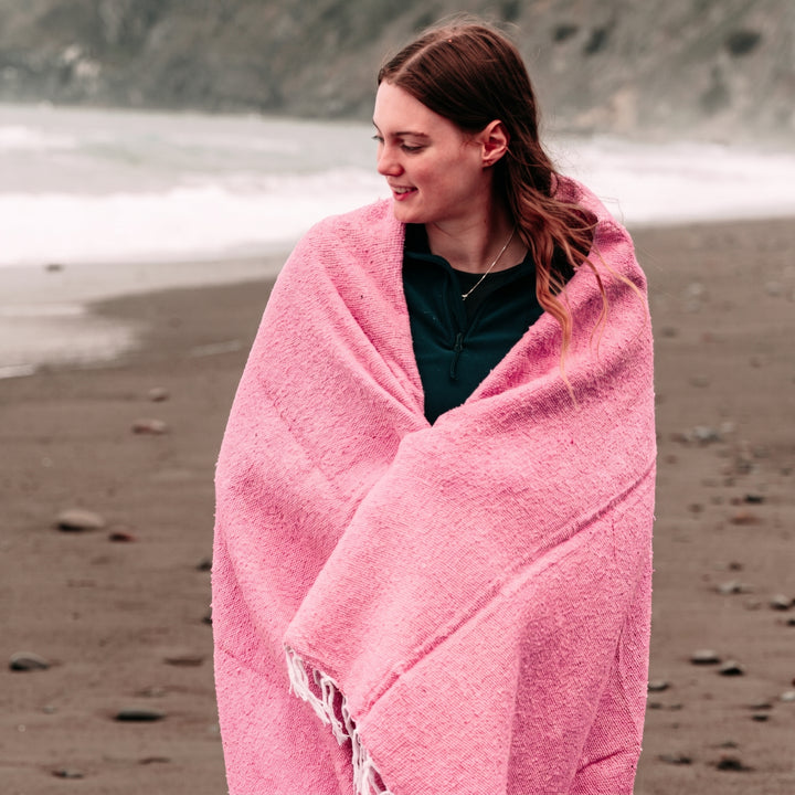 Solid Pink Mexican Blanket