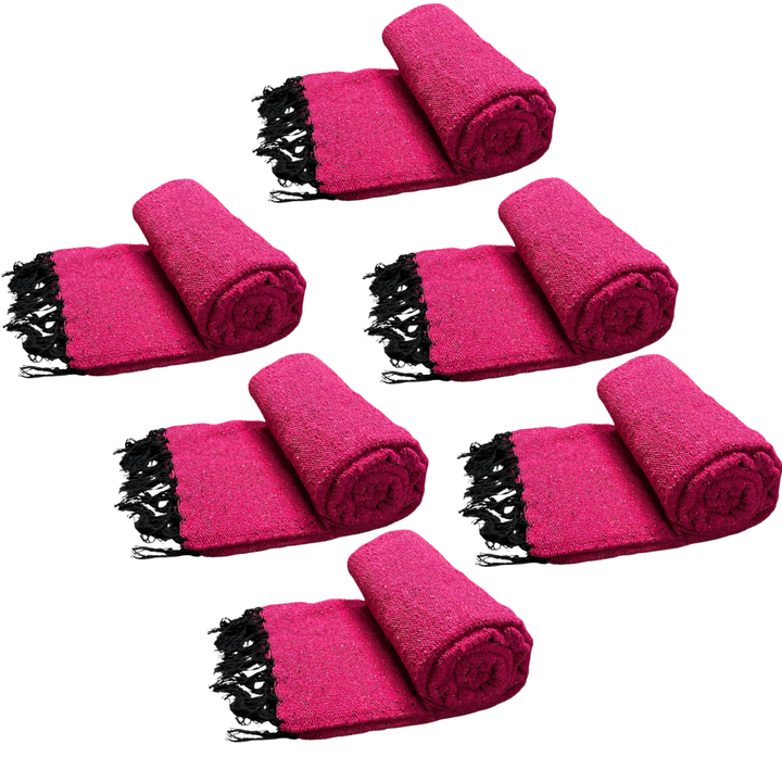 Solid Hot Pink Mexican Blanket | BULK SAVINGS