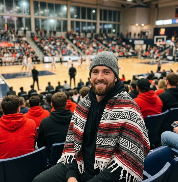 Portland Basketball Throw Blanket | Red & Black Mexican Stadium Blanket