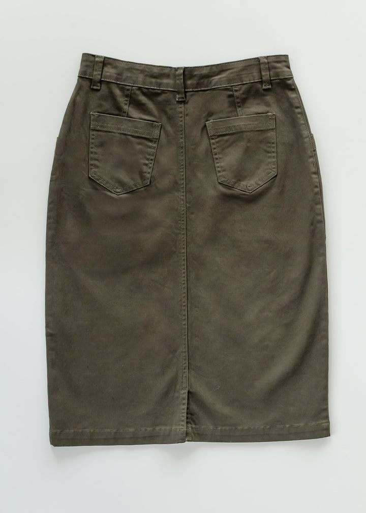 Kennedy Olive Midi Denim Skirt