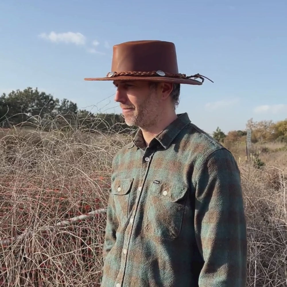 Full Brim Leather Hat | Ranch Style Hat