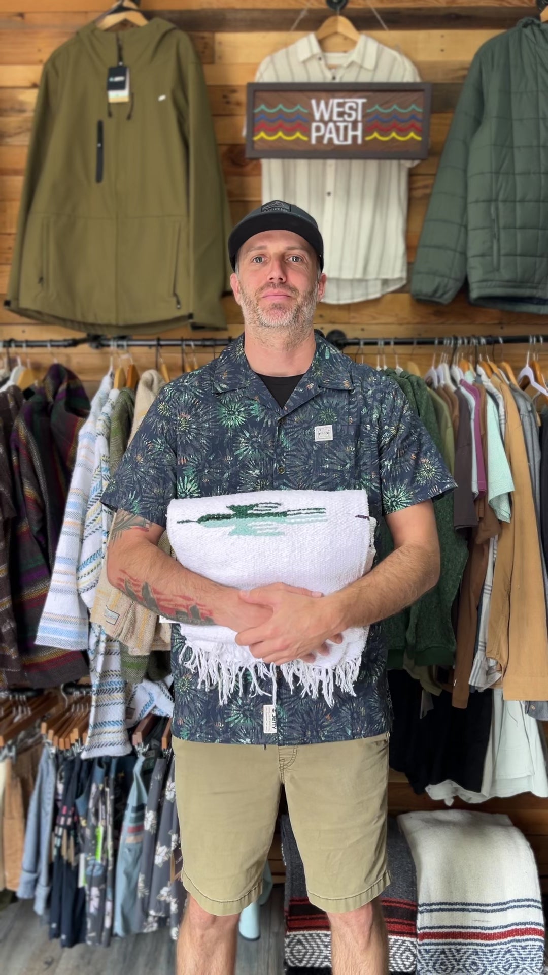 Namaste White Baja Thunderbird Yoga Blanket