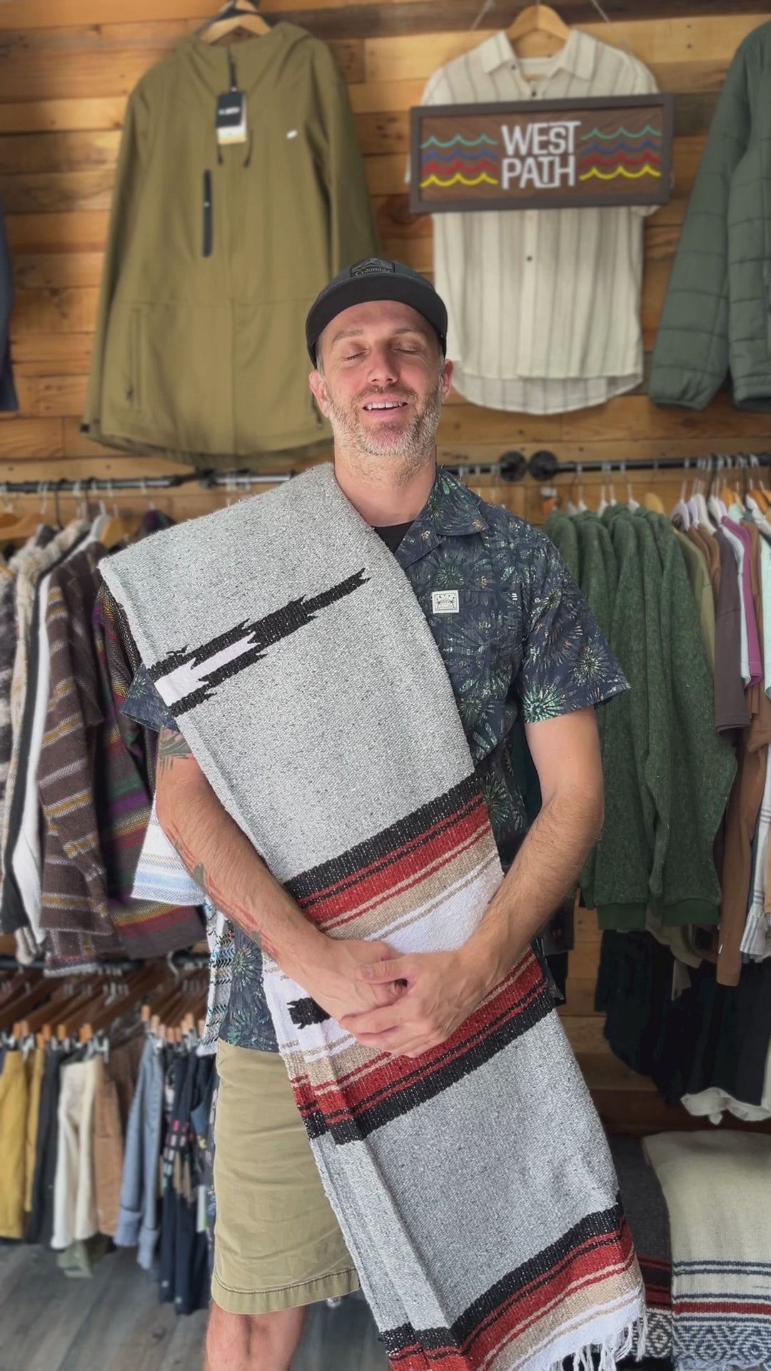 Grey Baja Mexican Diamond Yoga Blanket