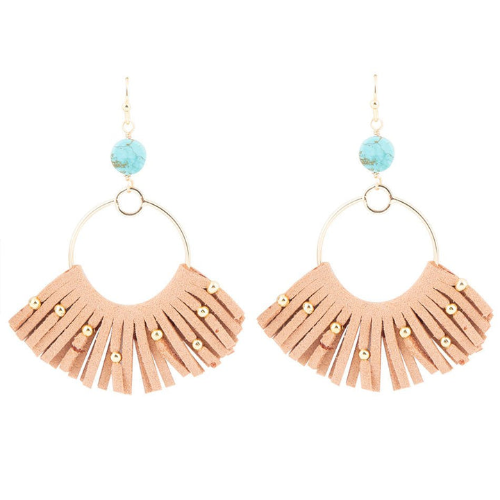 Pueblo Blue Magnesite Golden Fringe Earrings