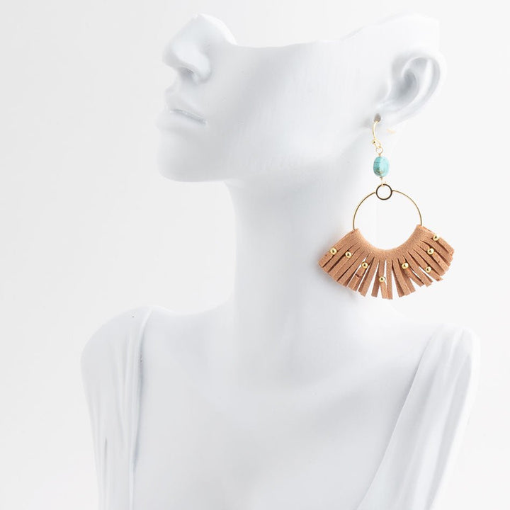 Pueblo Blue Magnesite Golden Fringe Earrings