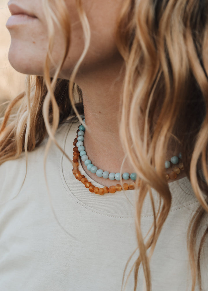 Raw Baltic Amber + Sunflower || Necklace ||