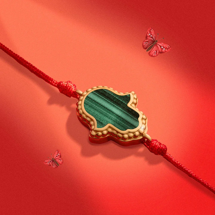 Gifted & Blessed Hamsa Malachite Red String Bracelet