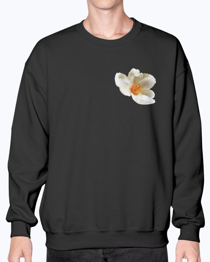 Magnolia Flower, Botanical Blossom Sweatshirt, Cozy Floral, Moss Apparel, Unisex Crewneck Sweatshirt