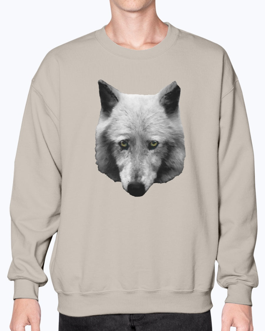 Wolf's Glare, Wolf Conservation, Moss Apparel, Crewneck Sweatshirt