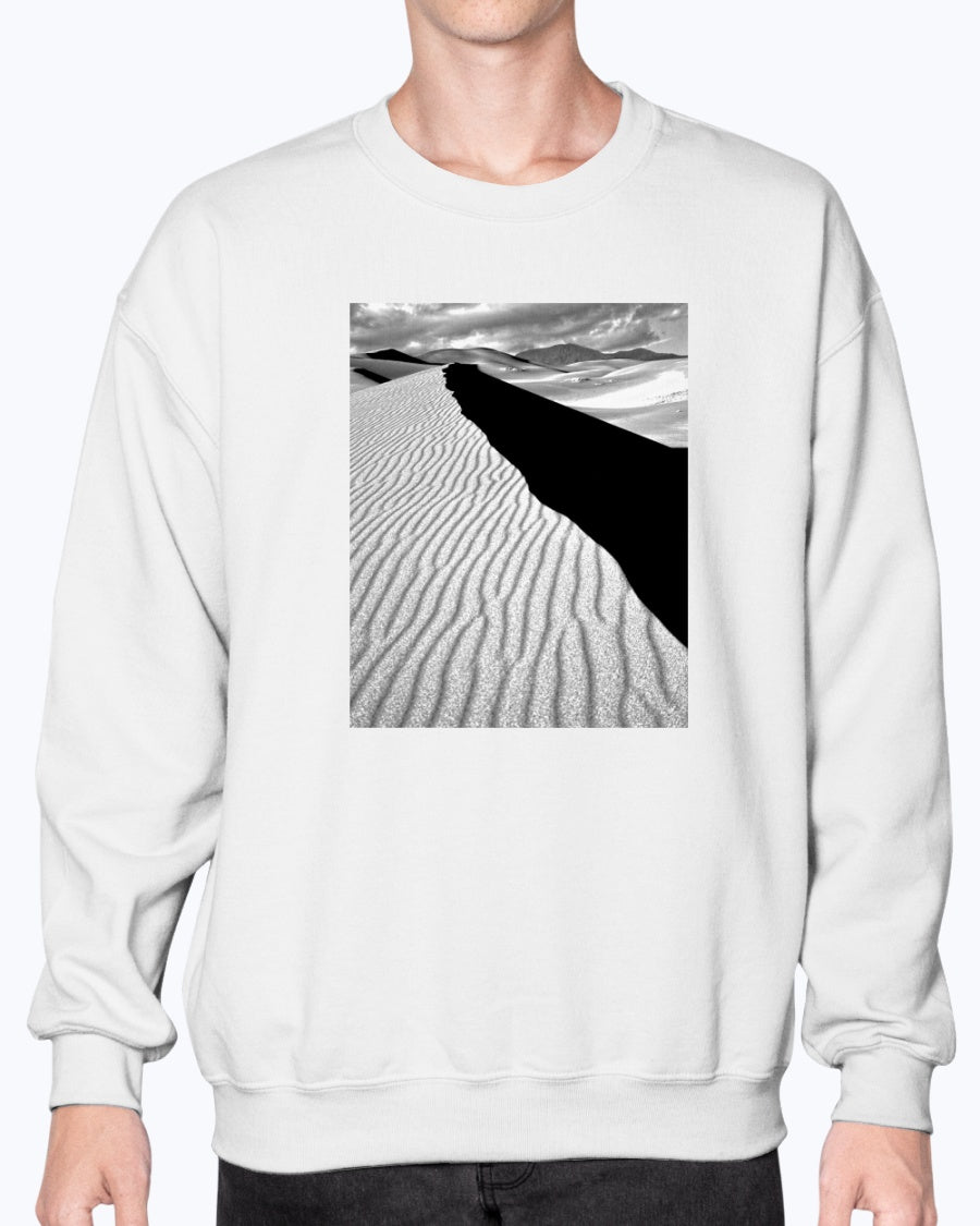 Sunset over Sand Dunes, Desert, Sand Dunes, Sunset, Moss Apparel, Unisex Crewneck Sweatshirt
