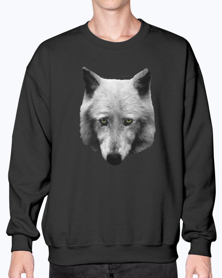 Wolf's Glare, Wolf Conservation, Moss Apparel, Crewneck Sweatshirt