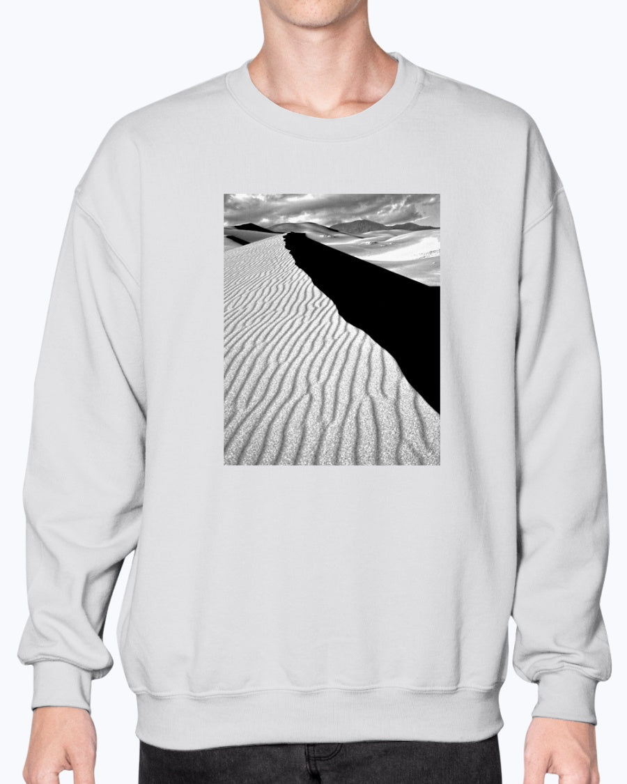 Sunset over Sand Dunes, Desert, Sand Dunes, Sunset, Moss Apparel, Unisex Crewneck Sweatshirt