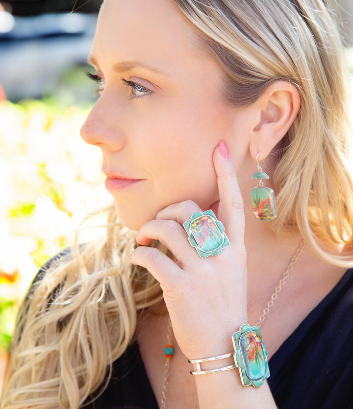 Scenic Desert Sedona Blue Turquoise Golden Ring