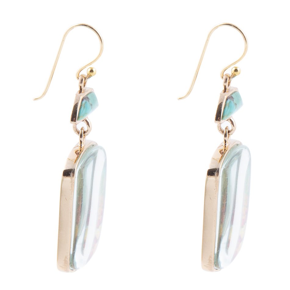 Scenic Sedona Desert Blue Turquoise Golden Drop Earrings