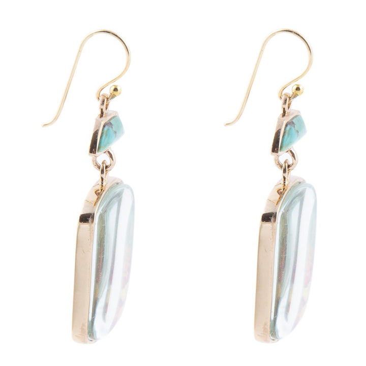 Scenic Sedona Desert Blue Turquoise Golden Drop Earrings